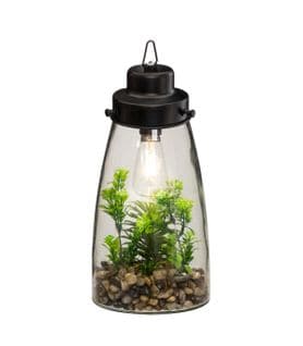 Plante Artificielle Terrarium En Verre Avec Ampoule H 31 Cm