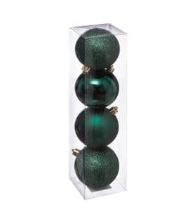 Déco De Sapin Lot De 4 Boules De Noël D 8 Cm - Vert Bouteille