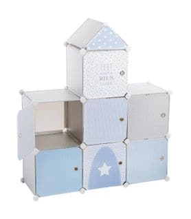 Meuble De Rangement Enfant Château Bleu 7 Casiers H 109 Cm