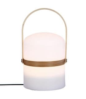 Lampe D'extérieur Bois Et Blanc Plusieurs Intensités D'éclairage D 14,5 X H 27 Cm