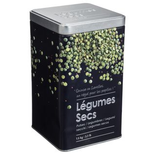 Boîte à Légumes Secs En Métal Noir Déco Relief Argent