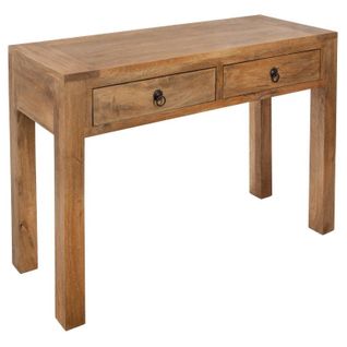 Console En Bois 2 Tiroirs "ajmal" 120cm Naturel