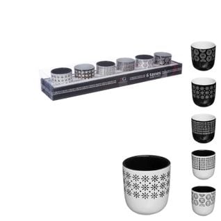 Lot De 6 Tasses à Café Décor Ethnik En Faïence