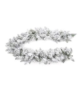 Guirlande Artificielle Sapin Vert Floqué Blanc L 180 Cm