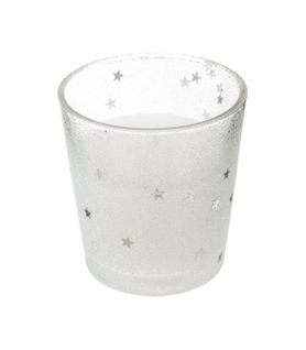 Bougie Dans Photophore Verre Étoiles Et Paillettes Blanc 90 G La Maison Des Couleurs