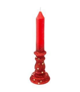 Bougie Chandelier Rouge Paillettes H 20 Cm 98g La Maison Des Couleurs