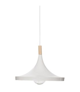 Luminaire Suspension En Bois Et Métal Blanc D 32 Cm