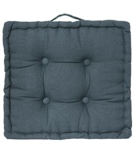 Coussin De Sol  En Coton Bleu Orage 40 X 40 Cm