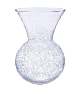Vase Boule Evasé Verre Craquelé H 28 Cm