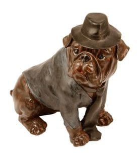 Objet Décoratif Chien Bulldog Assis En Magnésie Cuivré H 43.5 Cm