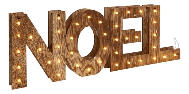 Déco De Noël En Bois Lumineux 41 LED Blanc Chaud 44 X 15 Cm