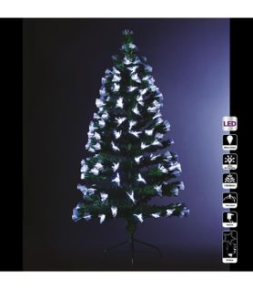 Sapin De Noël Artificiel Vert Lumineux 136 Bouquets Fibre Optique Blanche H 120 Cm