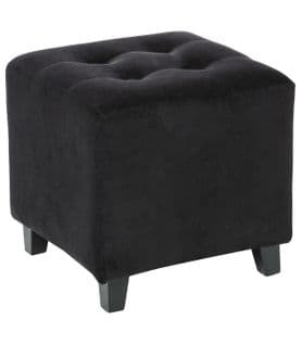 Tabouret Pouf En Velours H 35 Cm Coloris Noir