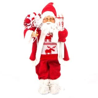 Décoration D'intérieur Père Noël Traditionnel En Polyester - Hauteur 45 Cm - Rouge Et Blanc