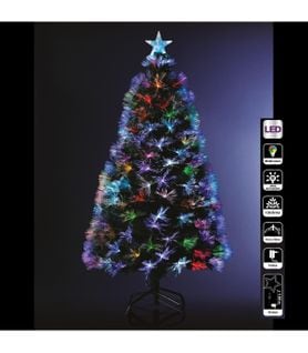 Arbre De Noël Lumineux Sapin Artificiel Vert 136 Bouquets De Fibre Optique Multicolore H 120 Cm