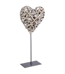 Objet Déco Coeur En Osier Pied En Métal H 37 Cm