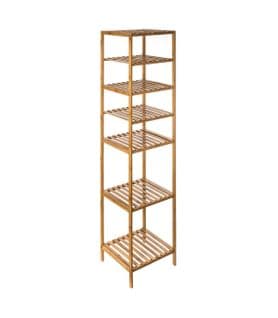 Étagère De Rangement Colonne 6 Niveaux En Bambou H 145 Cm