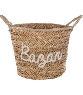 Panier De Rangement Osier et Broderie Blanche Chambre Enfant