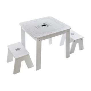 Table Enfant et 2 Tabourets "Bac" 57 cm Gris