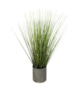 Plante Artificielle Herbe Dans Un Pot En Métal Vinatge H 45 Cm