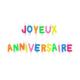 Bougie 18 Lettres "anniversaire" 4cm Multicolore