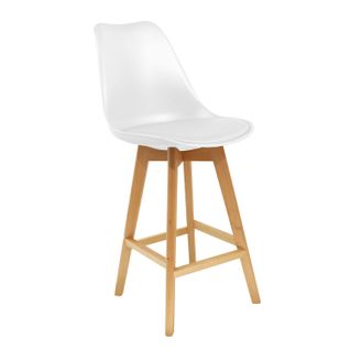 Tabouret De Bar En Bois Scandinave Home Factory - H. 105 Cm - Blanc