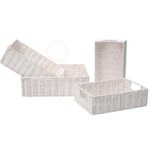 Lot De 4 Paniers Empilables En Métal Et Papier - Blanc