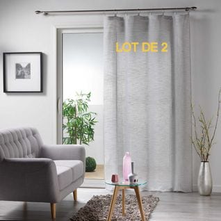 Lot De 2 Voilages à Anneaux 140 X 240 Cm Voile Tisse Milza Gris