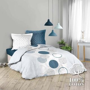 Park Housse De Couette 220x240 Cm Voie Lactee + Drap Housse 140 X 190 Bleu