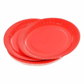 Lot De 20 Assiettes En Carton "vitamine" 18cm Rouge