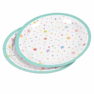 Lot De 6 Assiettes En Carton "anniversaire Coloré Ii" 18cm Blanc