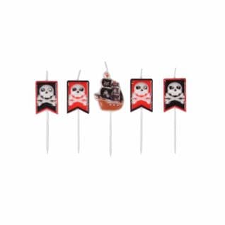 Lot De 5 Bougies D'anniversaire "pirates" Rouge et Noir
