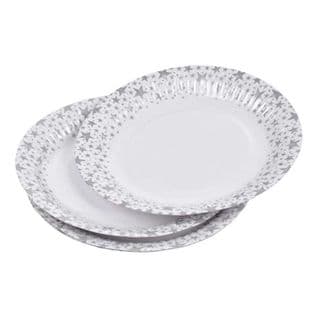 Lot De 6 Assiettes En Carton "étoile" 18cm Argent