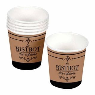 Lot De 10 Gobelets En Carton "bistrot" 23cl Naturel