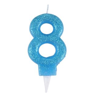 Bougie D'anniversaire Paillette "chiffre 8" 7cm Bleu