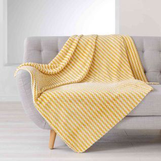 Plaid Flanelle Jacquard Denver Jaune 125x150 Cm