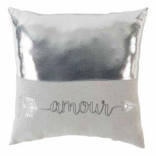 Coussin Déco "amour" 40x40cm Argent