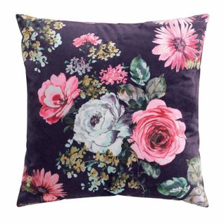 Coussin Imprimé Déco "flower Life" 45x45cm Prune