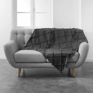 Plaid Uni En Coton "calyssa" 125x150cm Anthracite