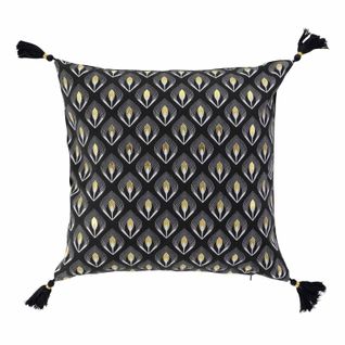 Housse De Coussin Déco "noireor" 40x40cm Noir