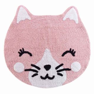 Tapis Rond Enfant Déco "chaton" 90cm Rose