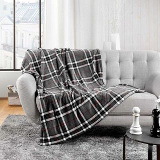 Plaid Flanelle Poche Pieds "scottish" 125x150cm Gris