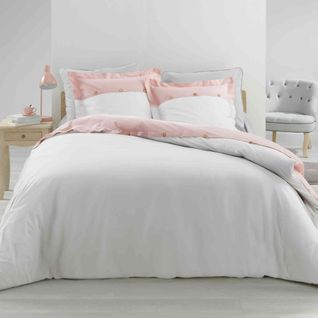 Parure De Lit Percale Vice Versa Rose/blanc 240x220 Cm