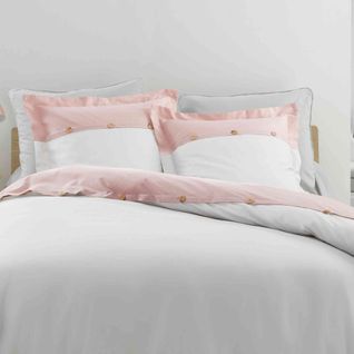 Parure De Lit Percale Vice Versa Rose/blanc 260x240 Cm