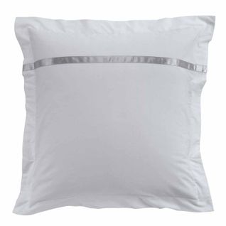 Parure De Lit Percale Satinéa Blanc/gris 260x240 Cm