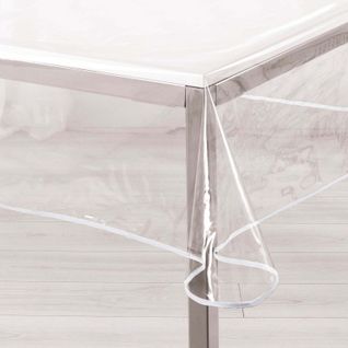 Nappe Cristal "garden" 140x240cm Transparent et Blanc