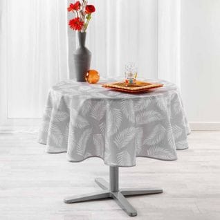 Nappe Ronde Imprimée "lifette" 180cm Gris