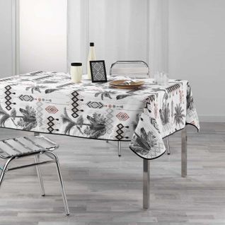 Nappe Imprimée "cocoty" 150x240cm Blanc Et Gris