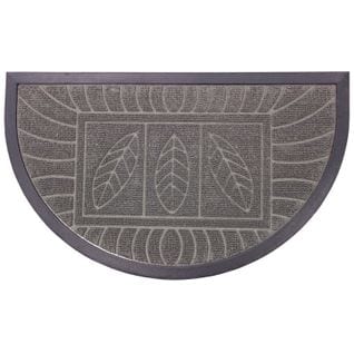 Tapis D'entrée Demi-lune "feuilles" 45x75cm Gris