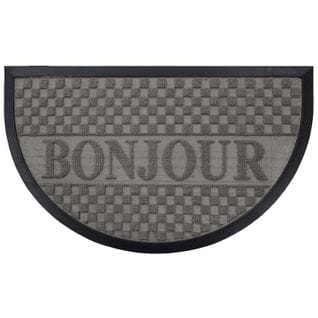 Tapis D'entrée Demi-lune "bonjour" 45x75 Cm Gris